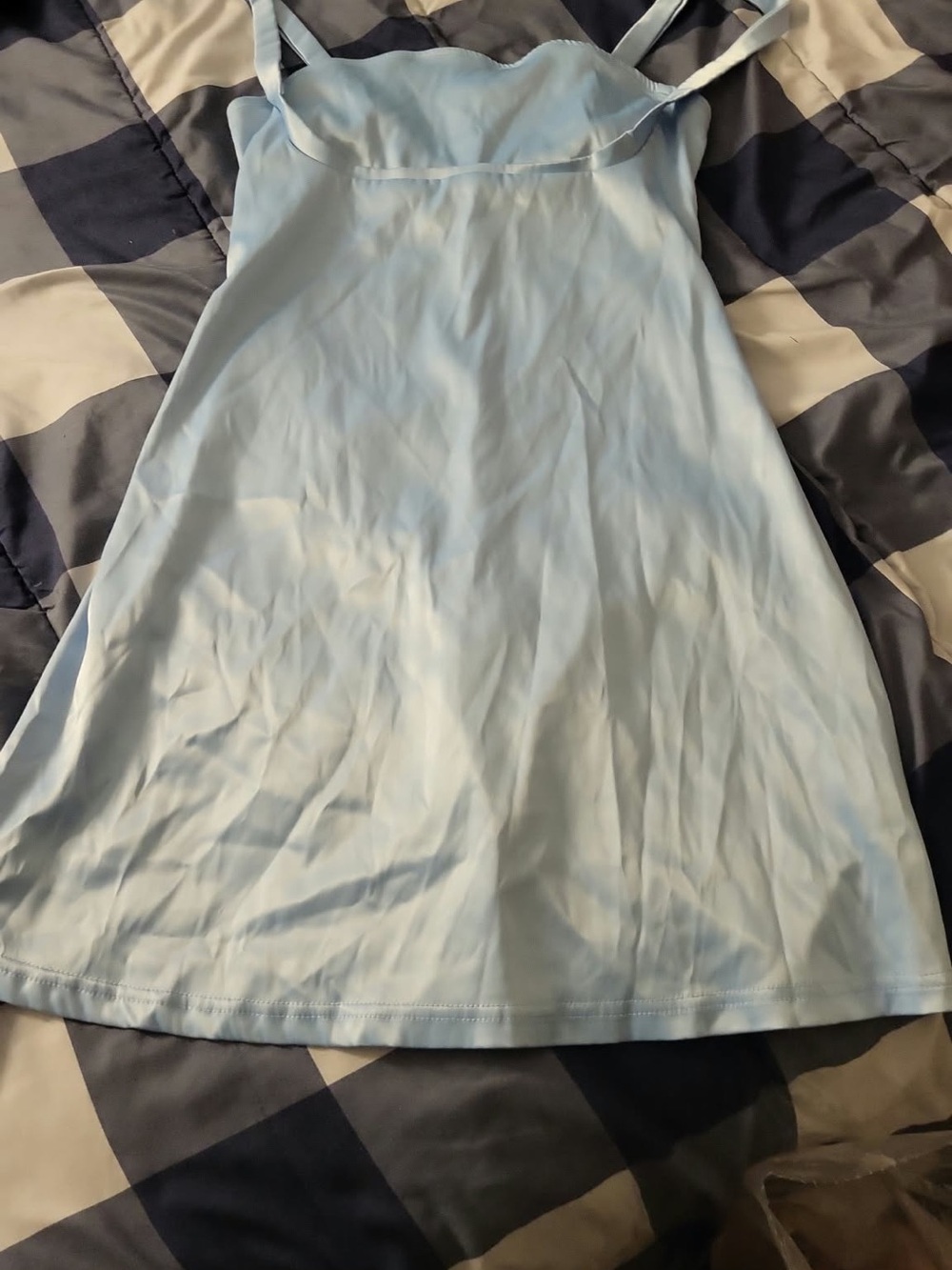 Satin Slip Mini Dress - Light Blue